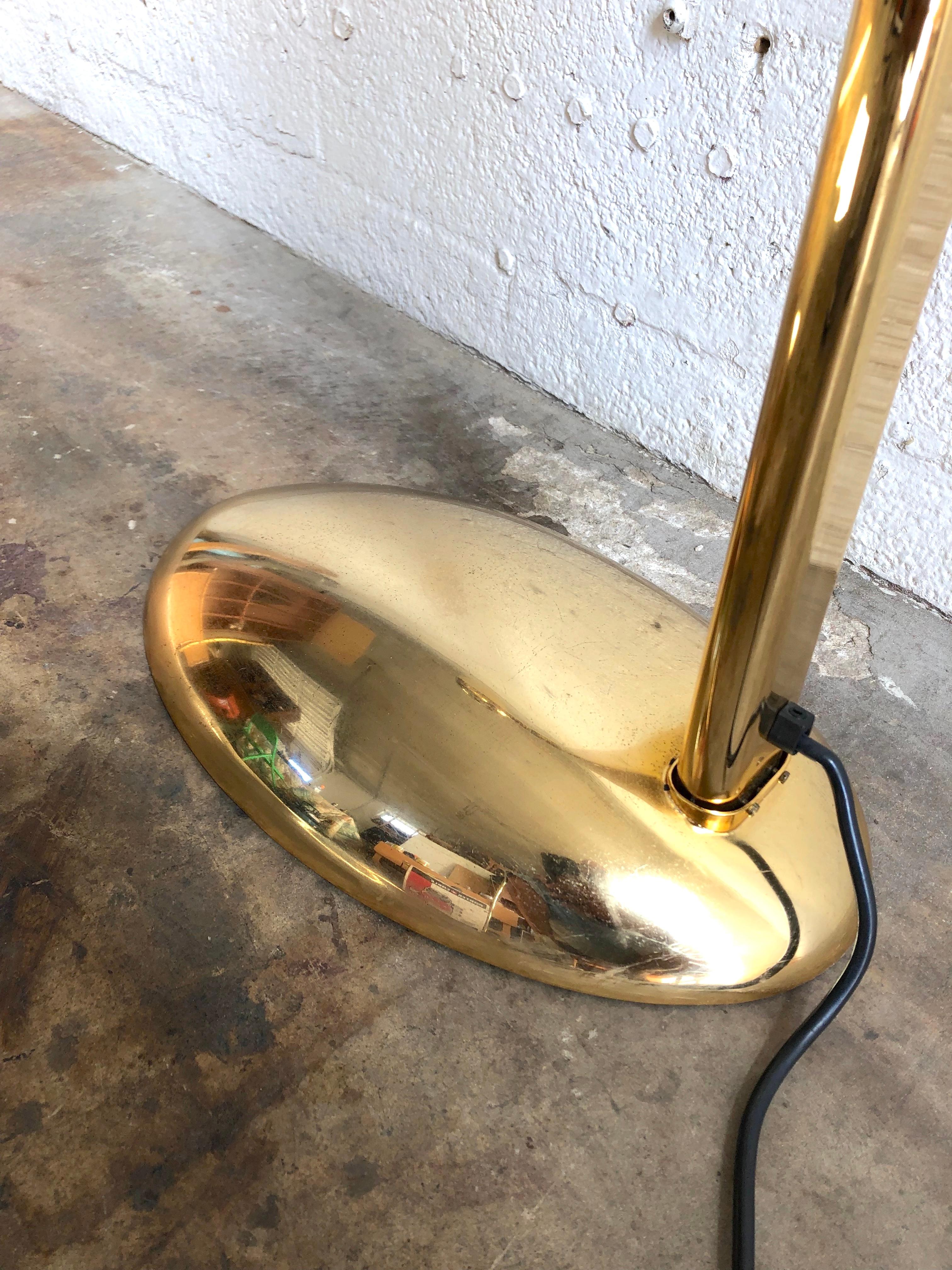 Unknown Post Modern 1980s Art Deco Revival Halogen Brass Floor Lamp For Sale