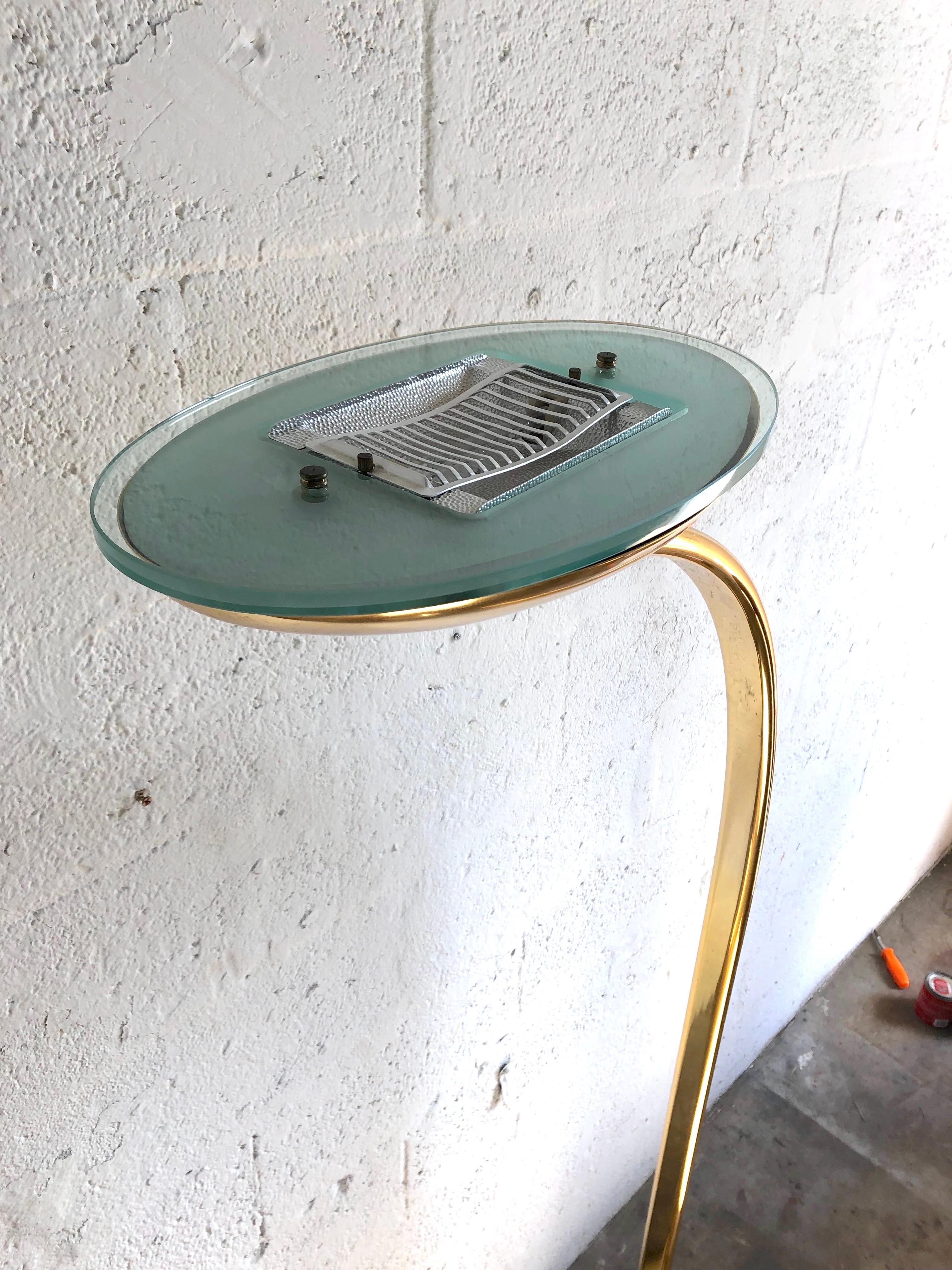 Post Modern 1980s Art Deco Revival Halogen Brass Floor Lamp For Sale 1