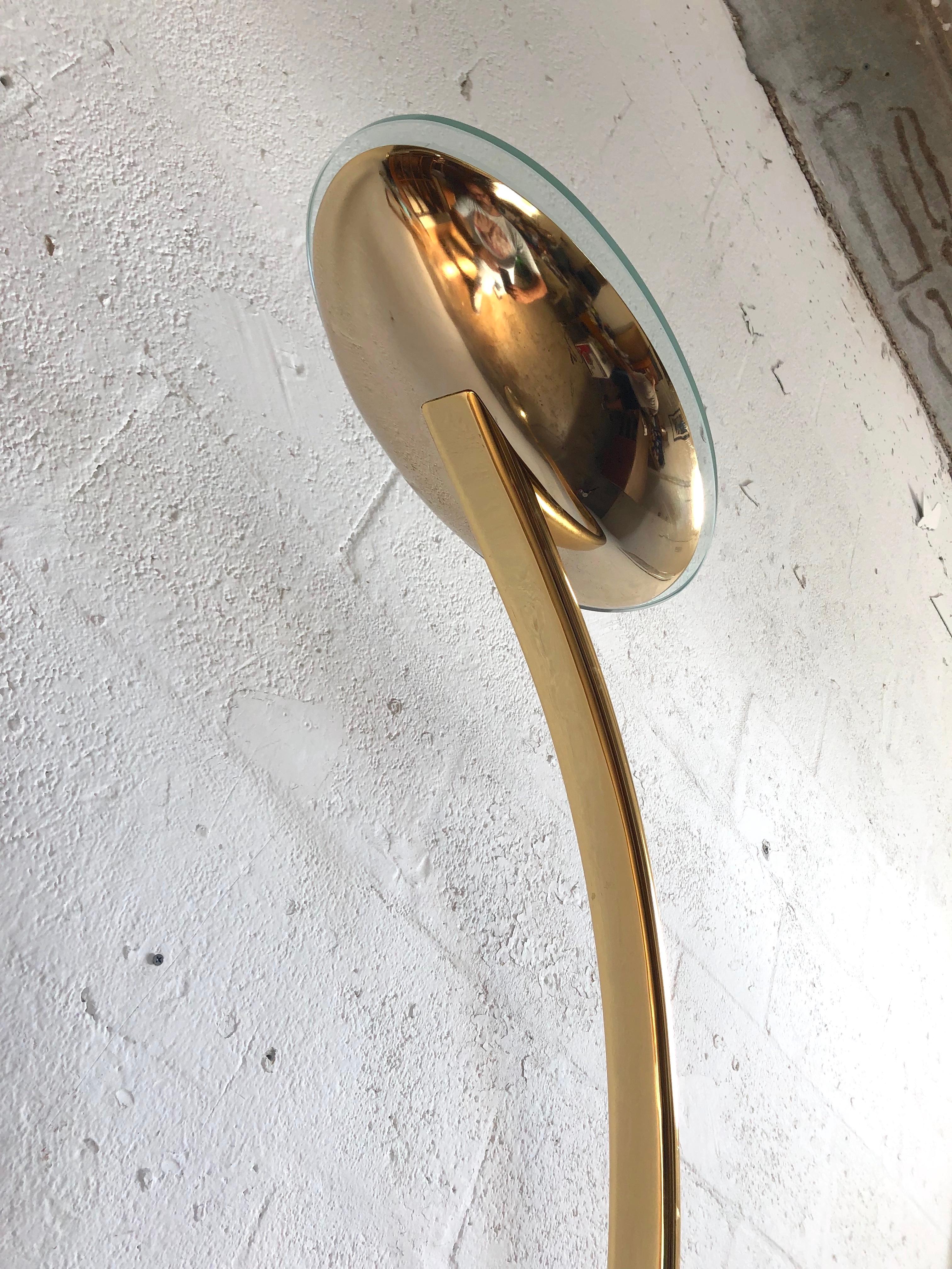 Post Modern 1980s Art Deco Revival Halogen Brass Floor Lamp For Sale 2