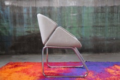 Post-Modern 1980s Cream Chrome Thonet Lounge Chair
