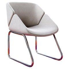 Post-Modern 1980s Cream Chrome Thonet Lounge Chair