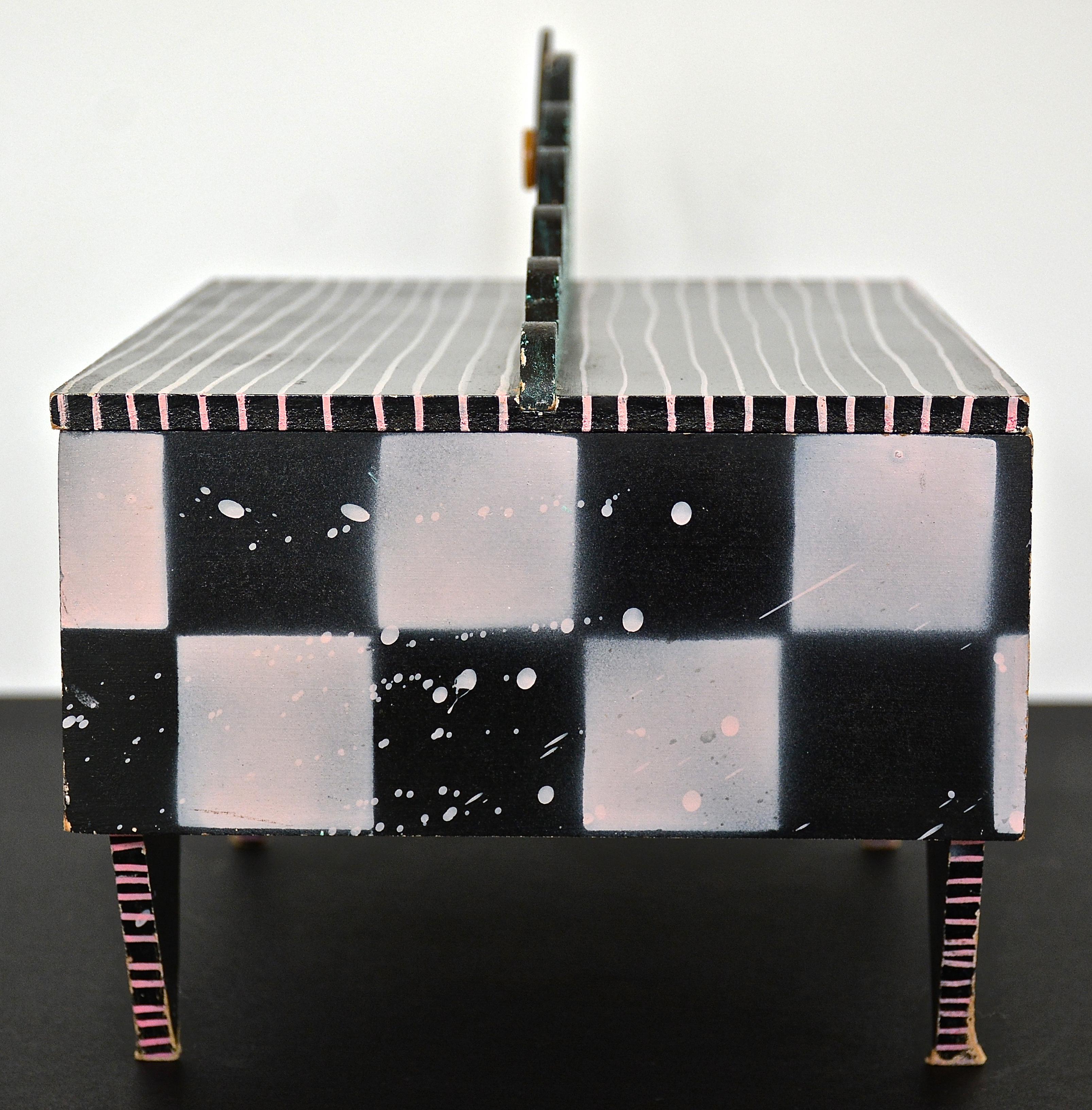 Fabric Post Modern 1980s Handmade Lacquered Box by Hollis Fingold, Signed For Sale
