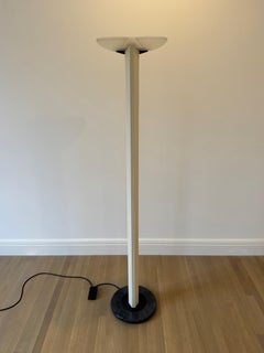 Post Modern 1980s Italian Relco Torchère Tapered Column Floor Lamp - Marble Base