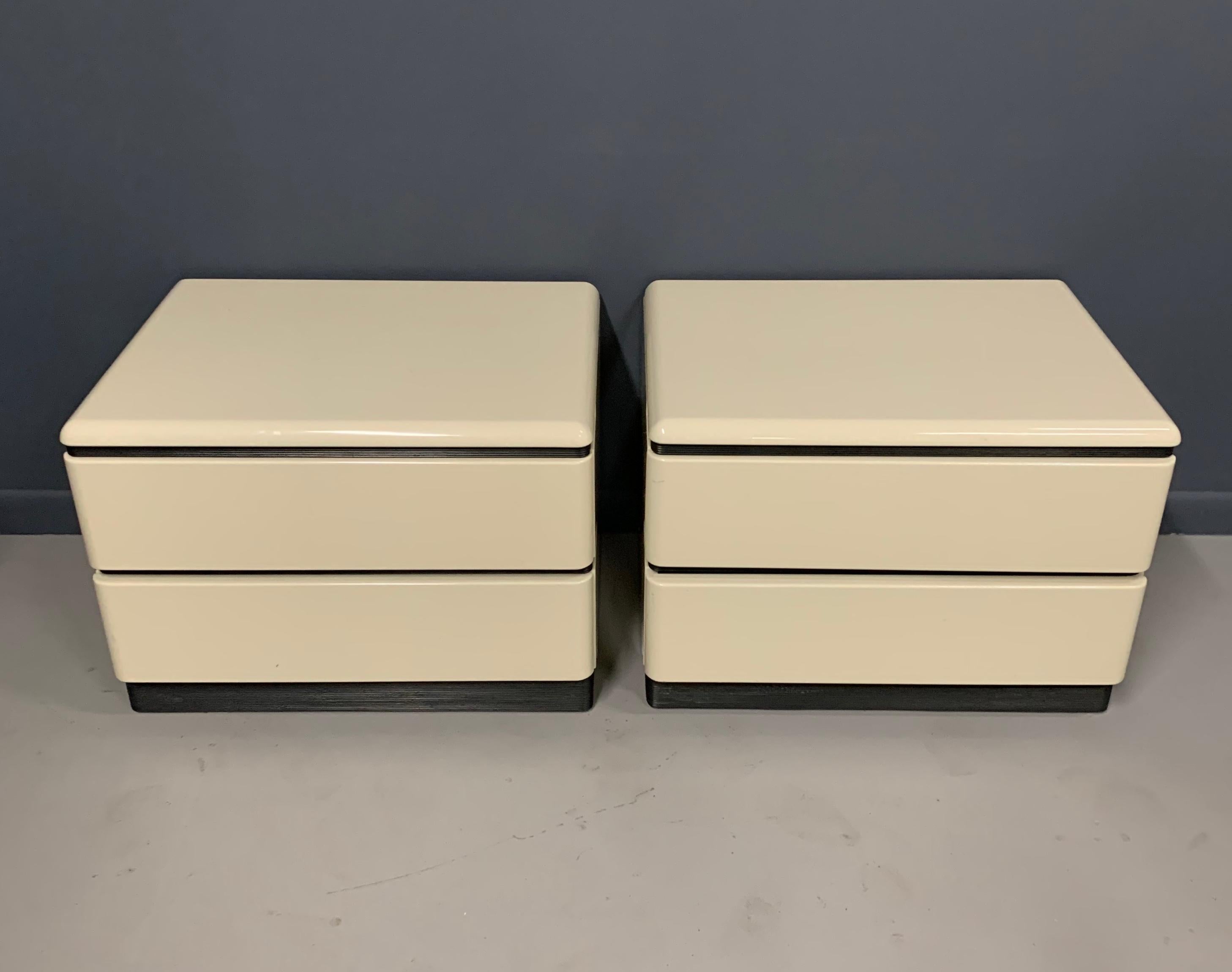 20th Century Postmodern 1980s Lacquered Nightstands by Roger Rougier