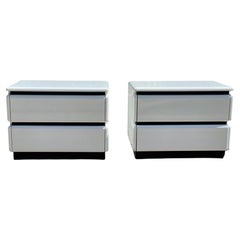 Post-Modern 1980s Lacquered White Nightstands by Roger Rougier