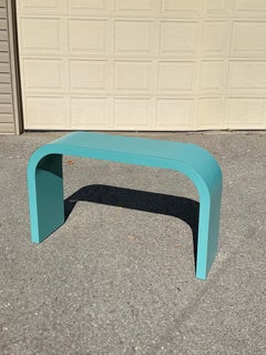 Post Modern 1980's Laminated Turquoise Waterfall Console Table by Jeffrey Craig