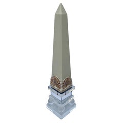 Post Modern 1980s Lucite Shell Seashell Mirror Lacquer Obelisk Table Sculpture