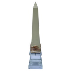 Post Modern 1980s Lucite Shell Seashell Mirror Lacquer Obelisk Table Sculpture
