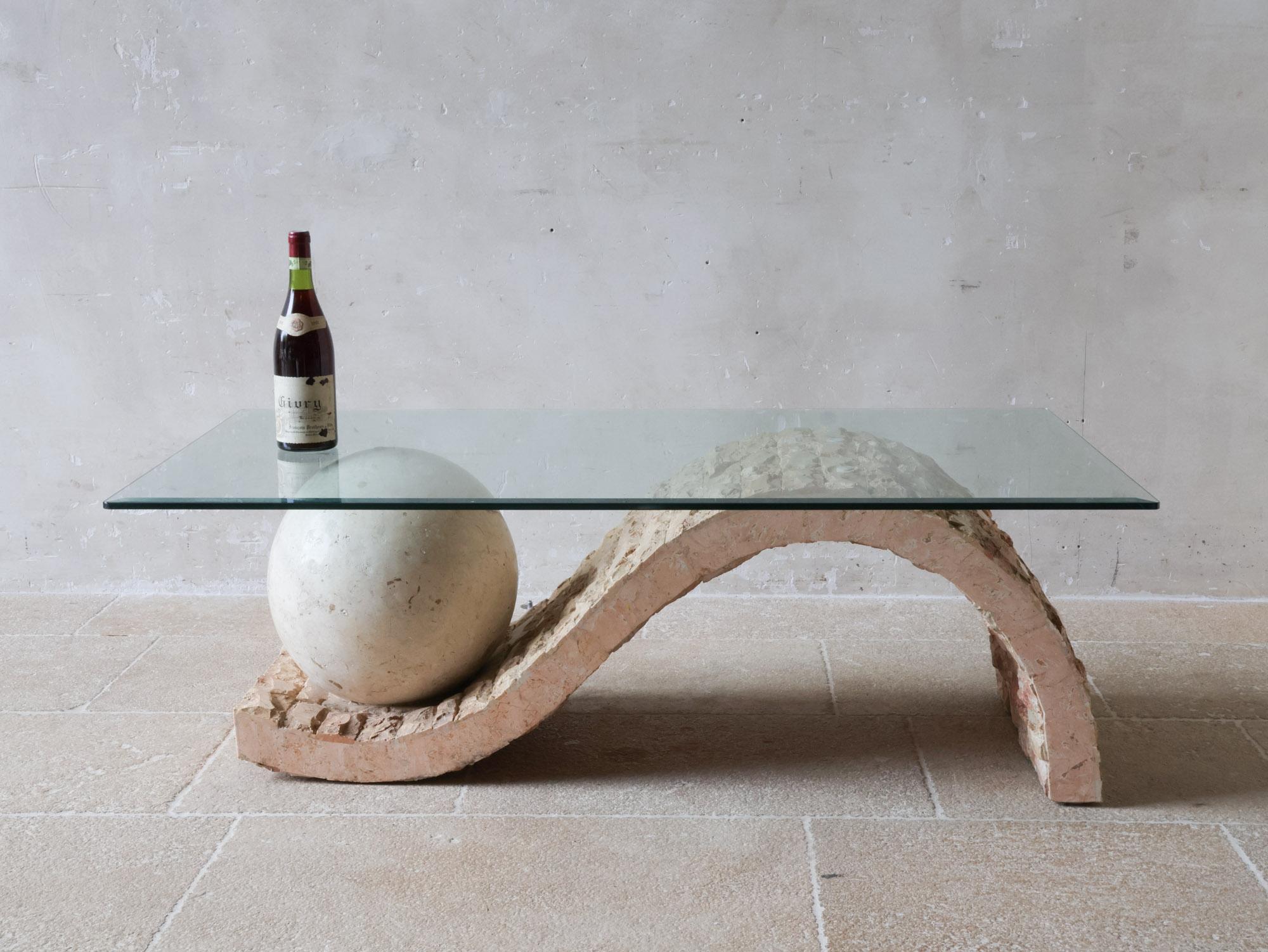Post-Modern 1980s Magnusen Ponte Mactan Stone Geometric Coffee Table In Good Condition For Sale In Baambrugge, NL