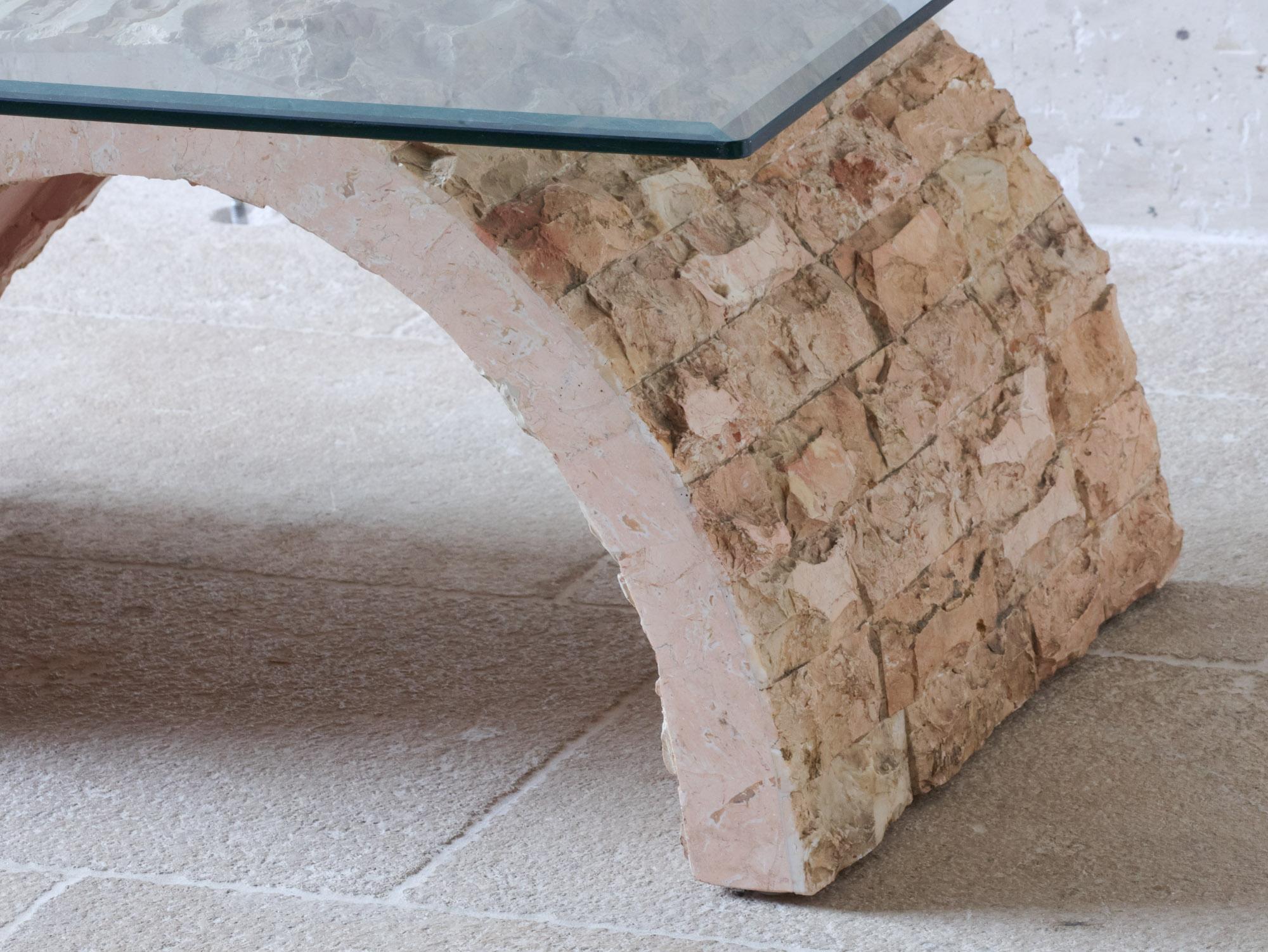 Post-Modern 1980s Magnusen Ponte Mactan Stone Geometric Coffee Table For Sale 1