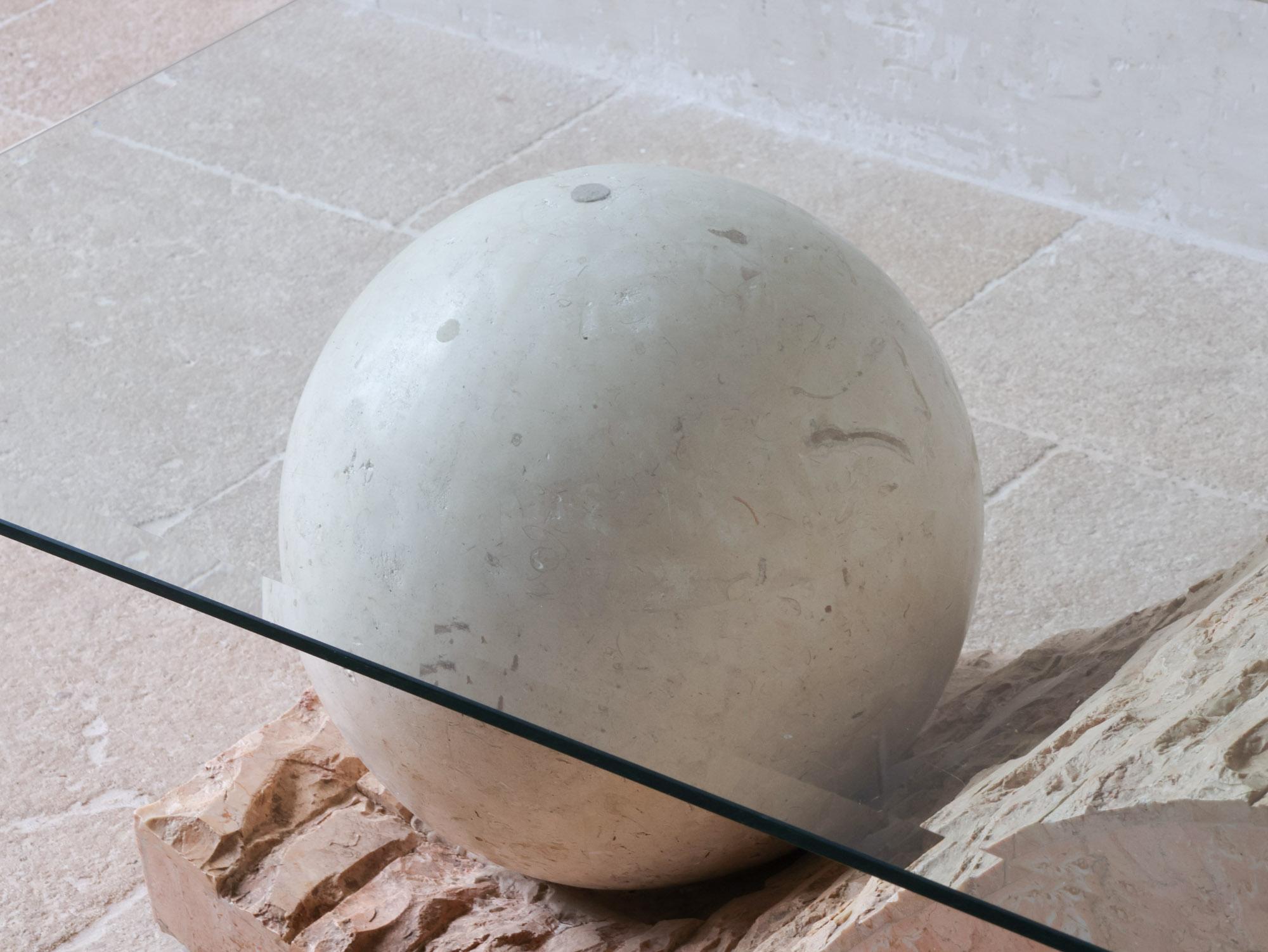 Post-Modern 1980s Magnusen Ponte Mactan Stone Geometric Coffee Table For Sale 2