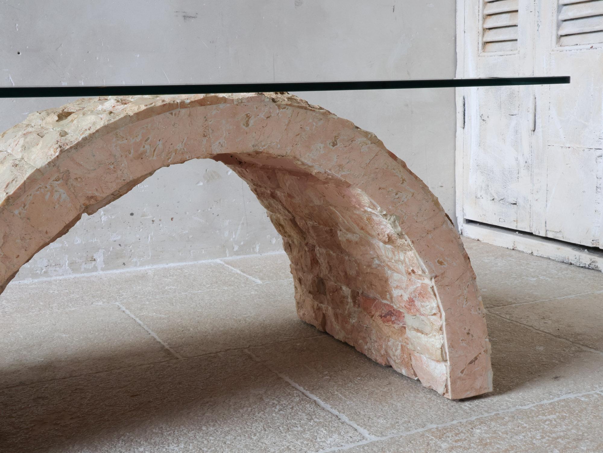 Post-Modern 1980s Magnusen Ponte Mactan Stone Geometric Coffee Table For Sale 3
