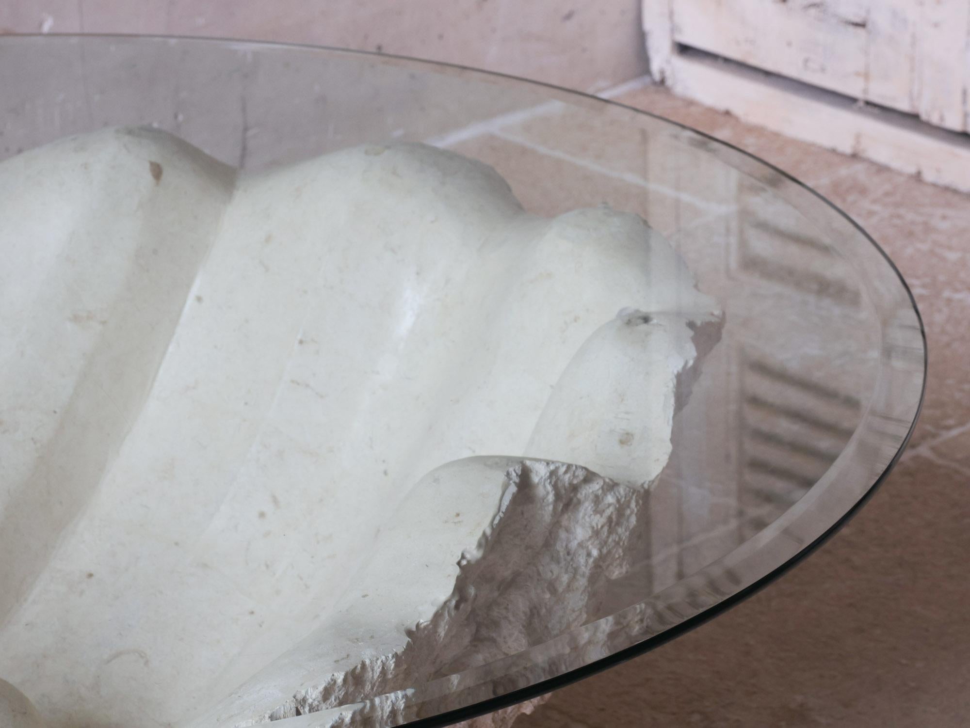 European Post-Modern 1980s Magnusen Ponte Mactan Stone Shell Coffee Table For Sale