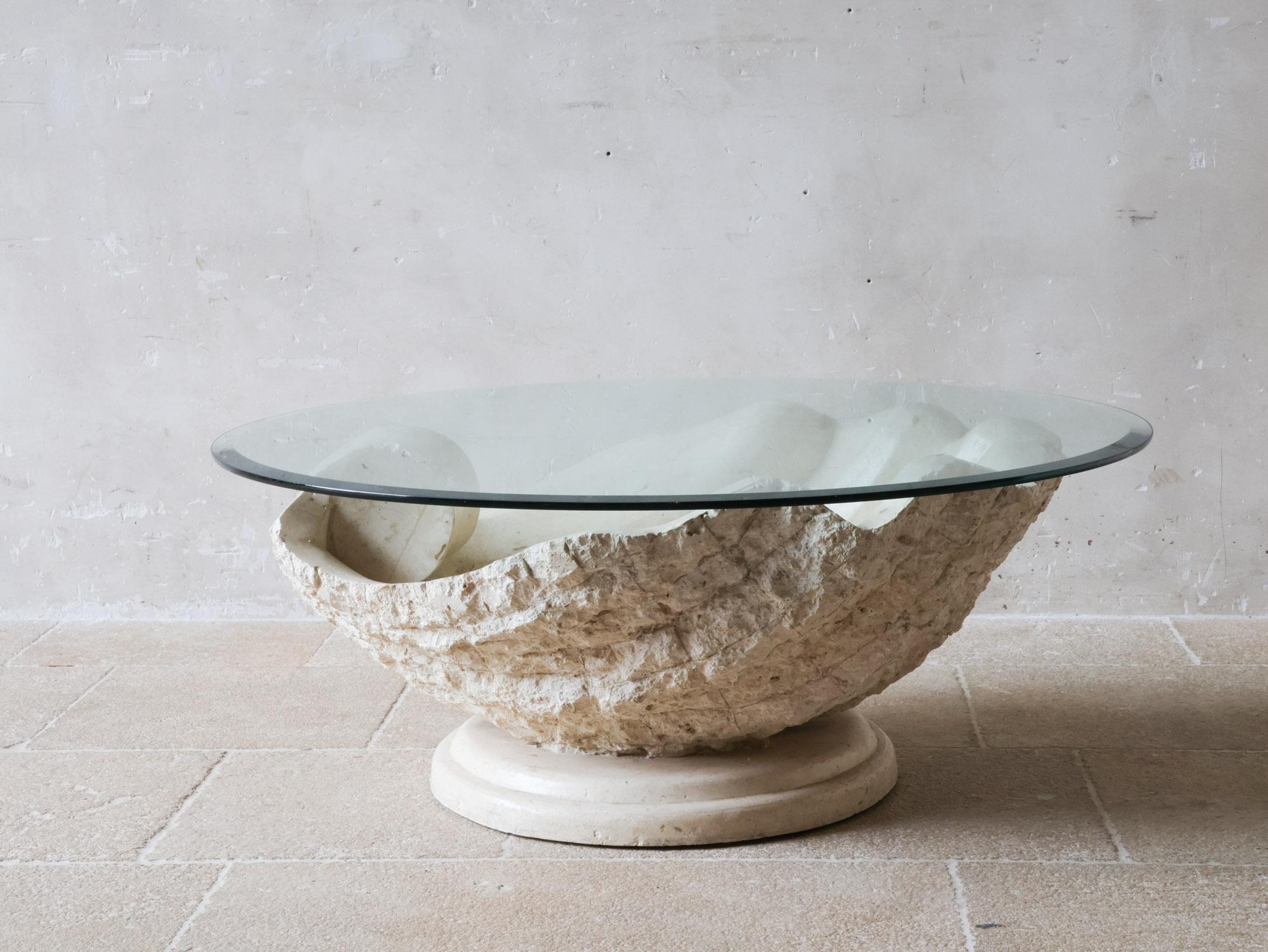 Post-Modern 1980s Magnusen Ponte Mactan Stone Shell Coffee Table For Sale 1
