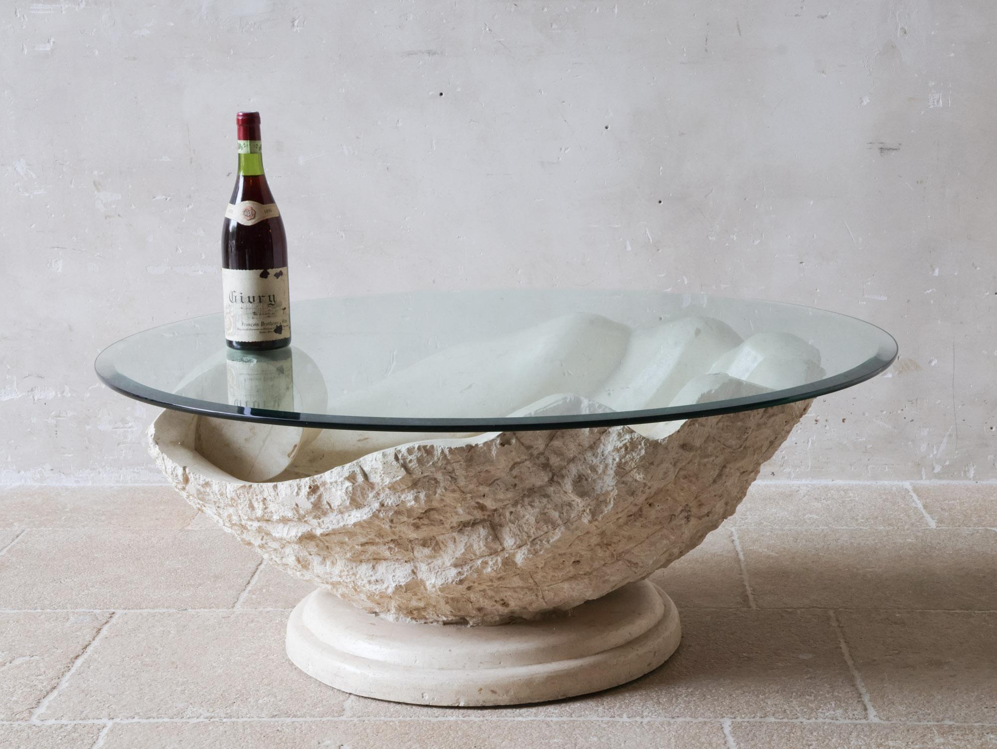 Post-Modern 1980s Magnusen Ponte Mactan Stone Shell Coffee Table For Sale 2