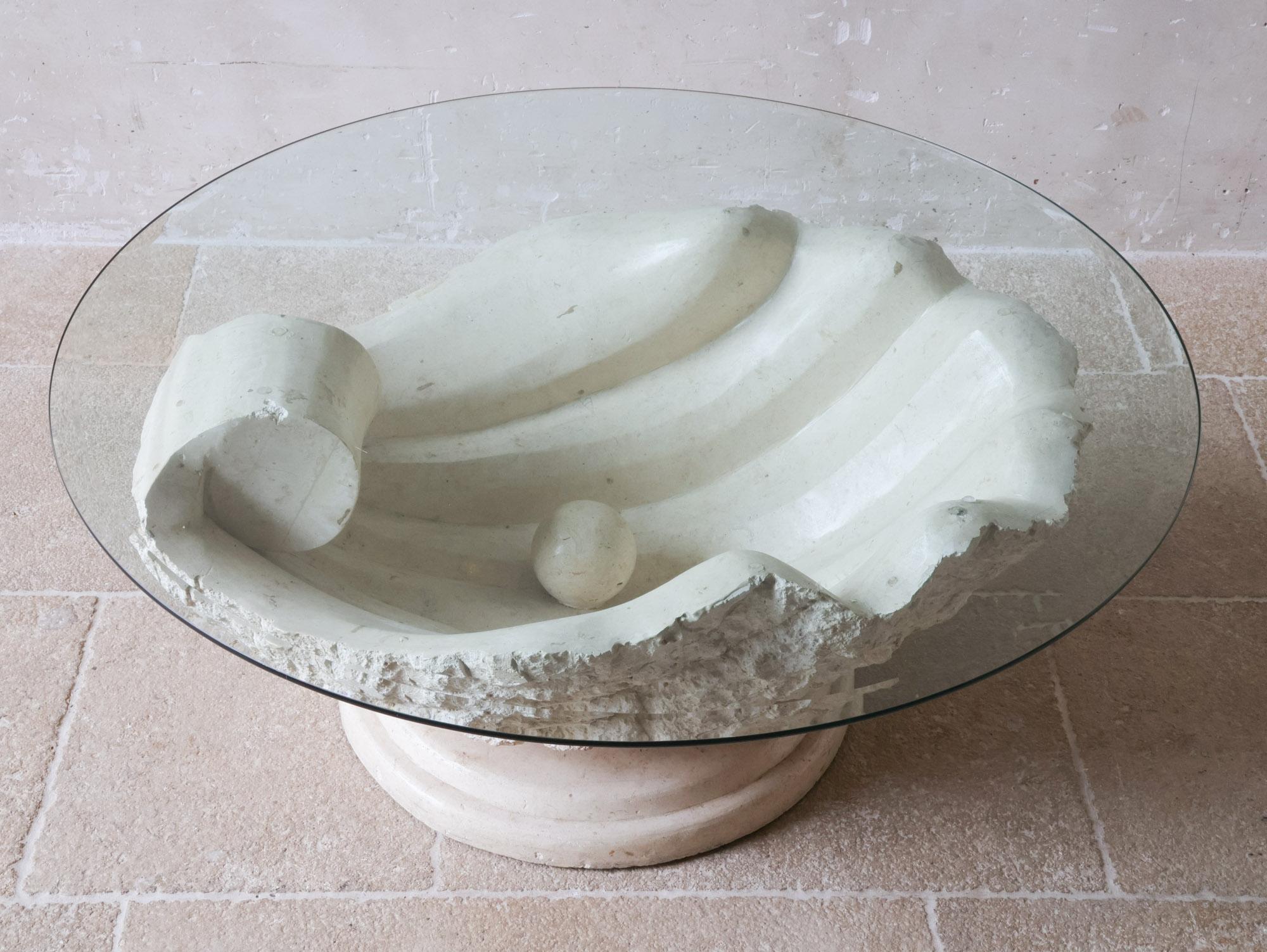Post-Modern 1980s Magnusen Ponte Mactan Stone Shell Coffee Table For Sale 3