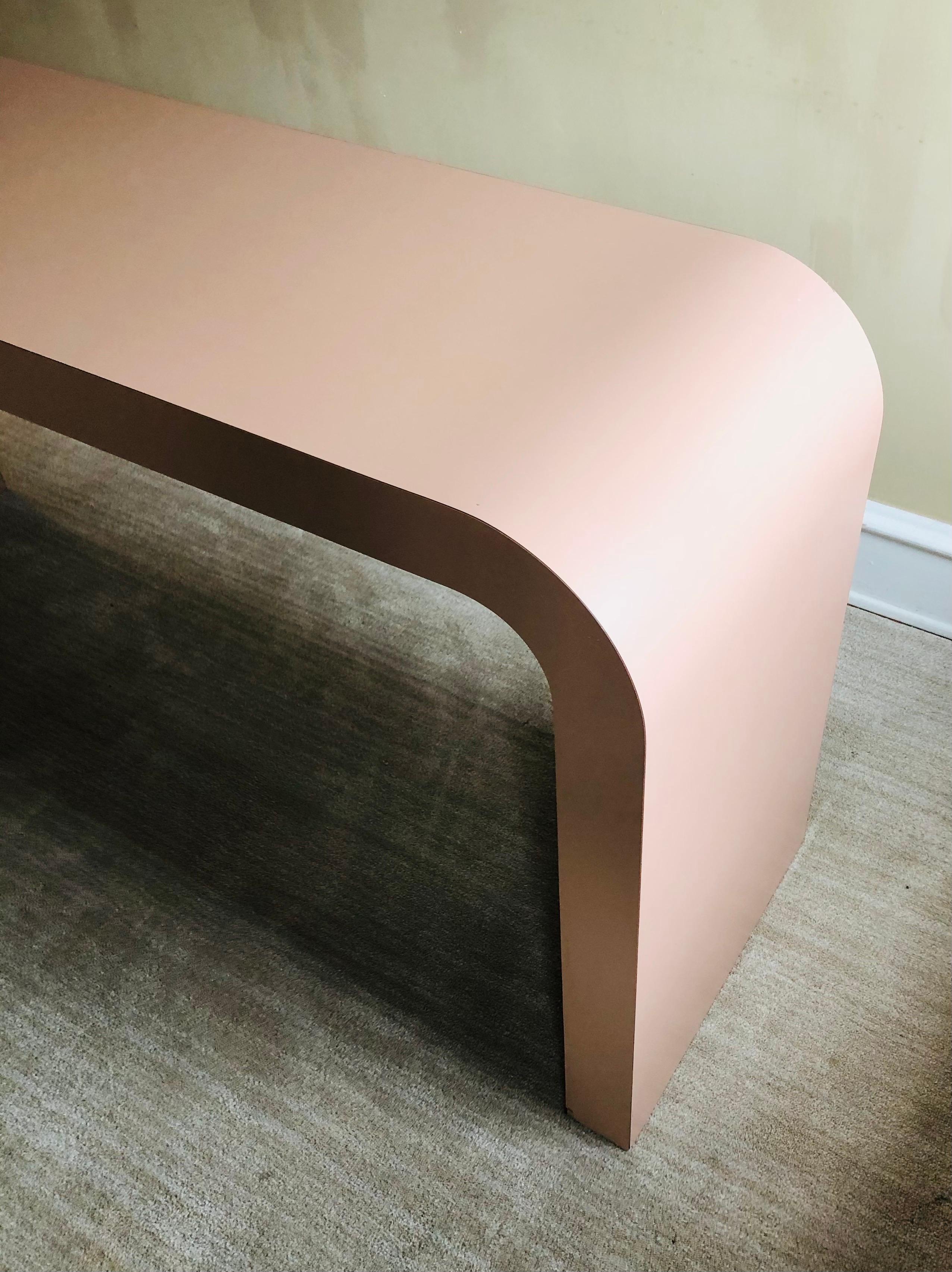 American Postmodern 1980s Waterfall Console Table in Blush