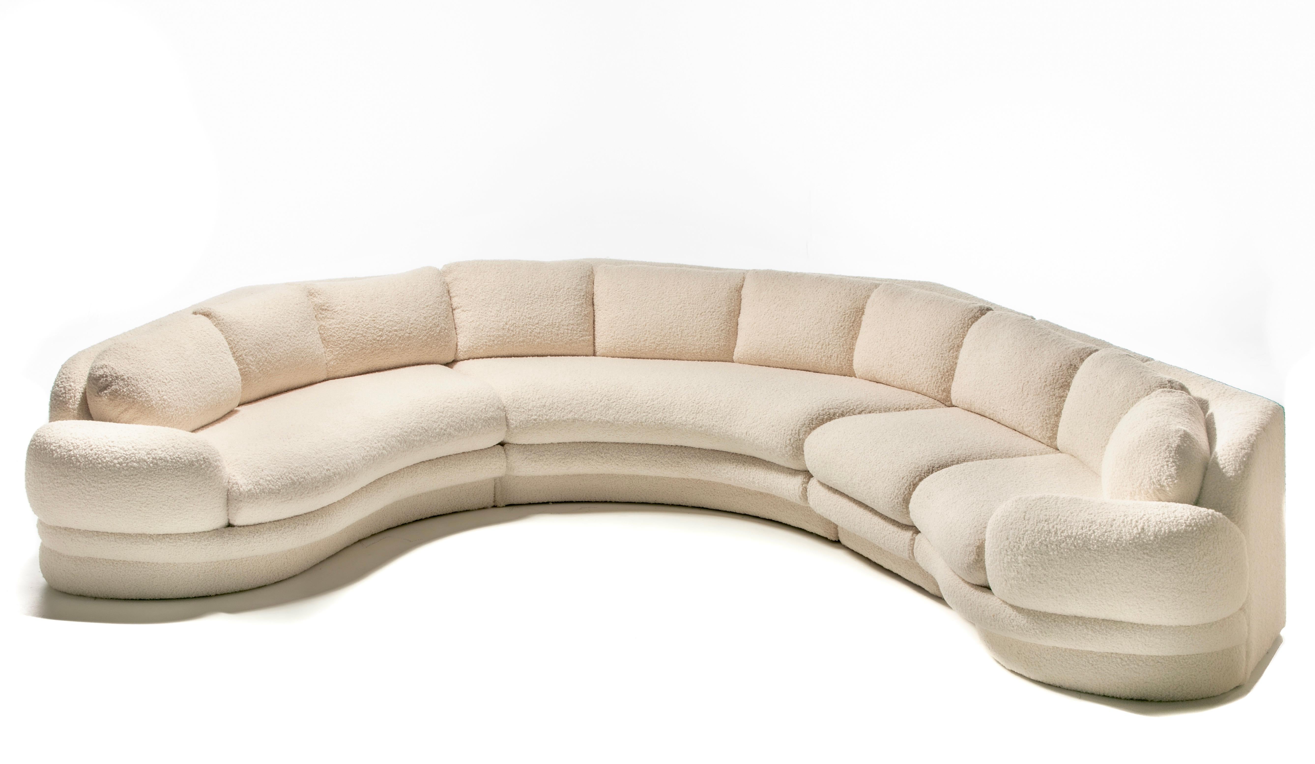Post Modern 1990s Preview Sectional Sofa in Plush Ivory White Bouclé For Sale 2