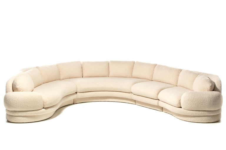 Late 20th Century Post Modern 1990s Preview Sectional Sofa in Plush Ivory White Bouclé For Sale