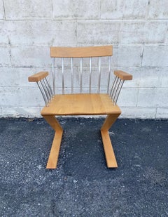Post-Modern 1990s Wood & Aluminum Modern Cantilever Z-Frame Chair