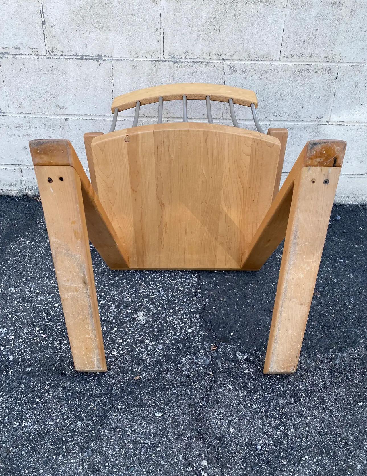 Post-Modern 1990s Wood & Aluminum Modern Cantilever Z-Frame Chair For Sale 1