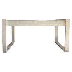 Vintage Post modern 2 drawer textured lacquer cream white desk
