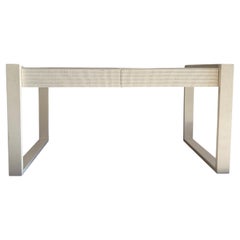 Post modern 2 drawer textured lacquer cream white desk