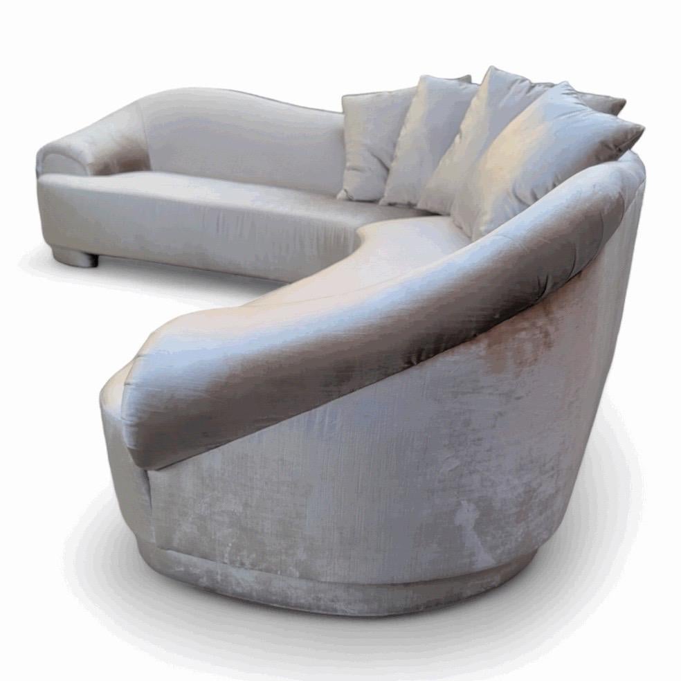 Upholstery Post-Modern 2pc Sectional Sofa Carson’s Styled Newly Upholstered in Velvet For Sale