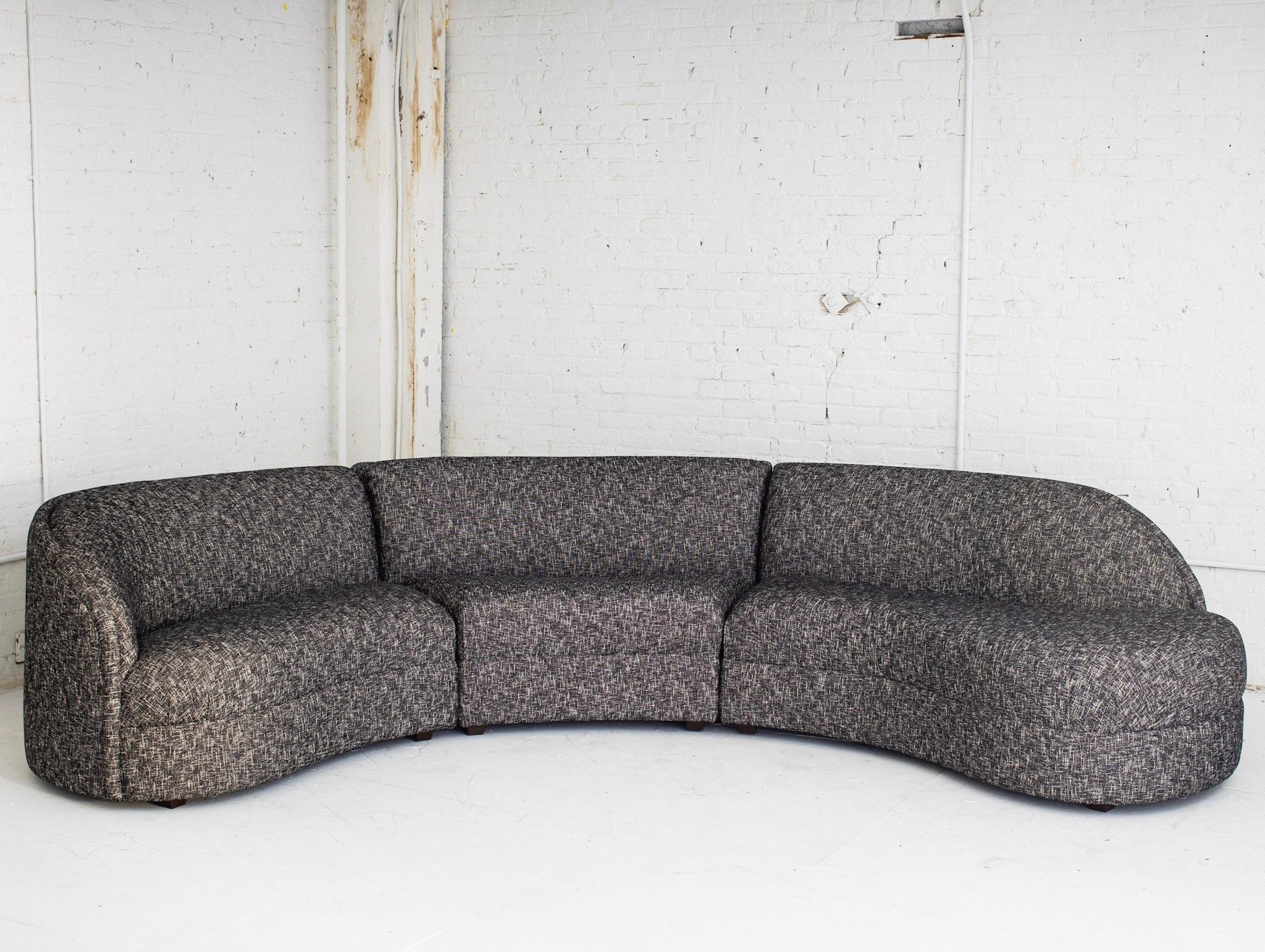 American Post Modern 3 Piece Kidney Sectional Attributed to Maurice Villency
