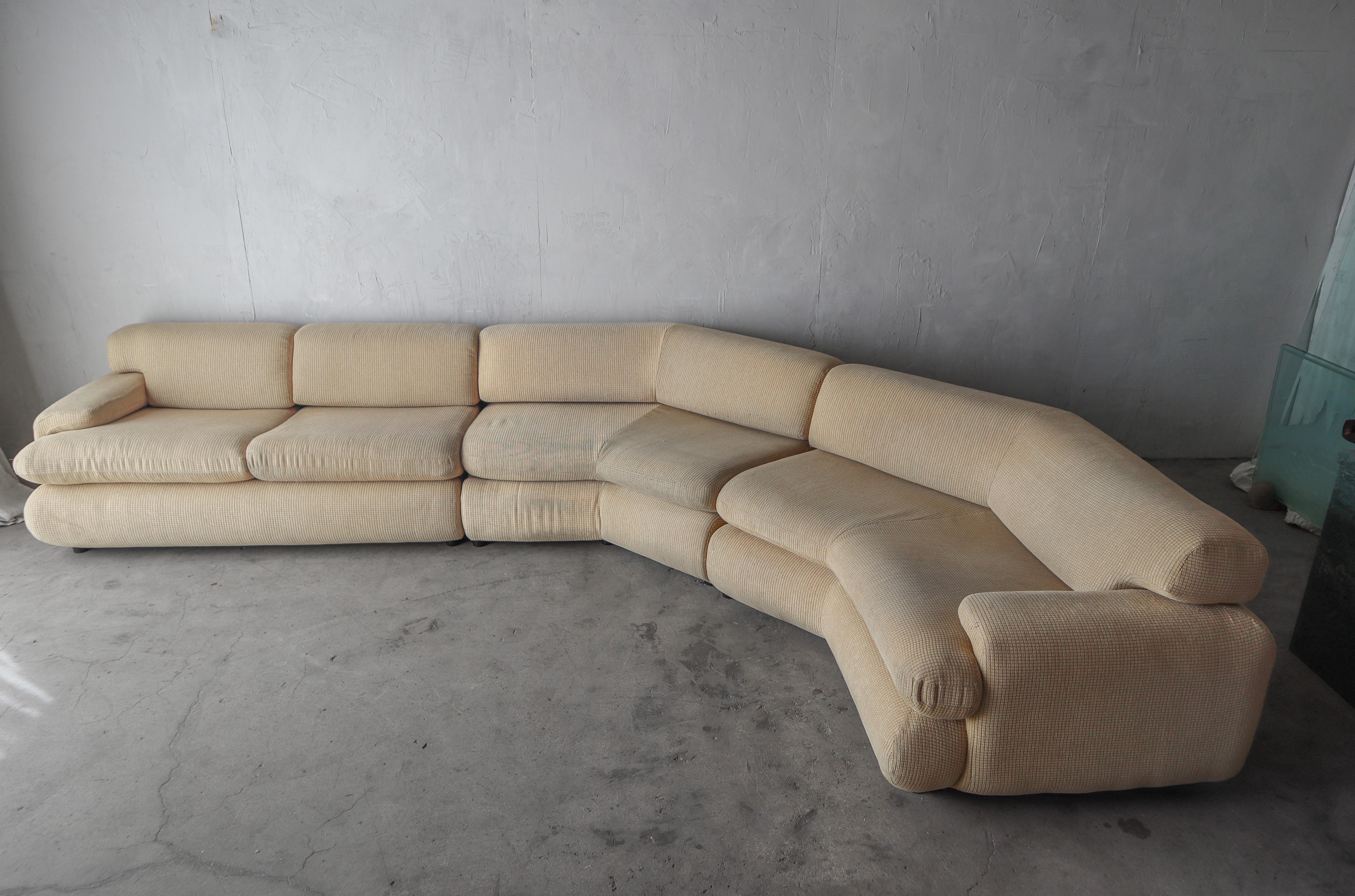 This 3 piece Preview sectional sofa is great.  I love the details, it adds so much interest and design flair.  Taking it from a simple sectional to a real designer piece.

The sofa is being sold as found.  The framework is solid and the foam is