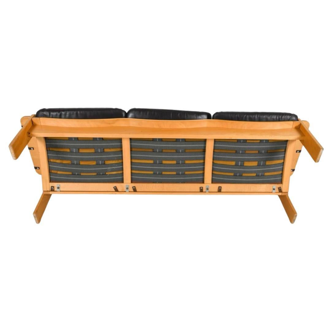 Woodwork Post modern 3 seat sofa black bentwood Beech thin frame made in Germany For Sale