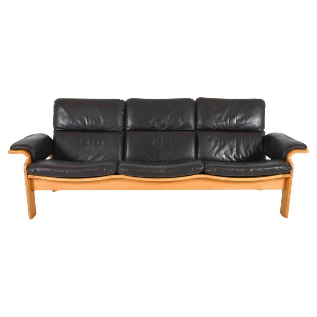 Post modern 3 seat sofa black bentwood Beech thin frame made in Germany For Sale