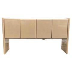 Post modern 4 door credenza taupe Lacquer Gloss finish by Milo Baughman