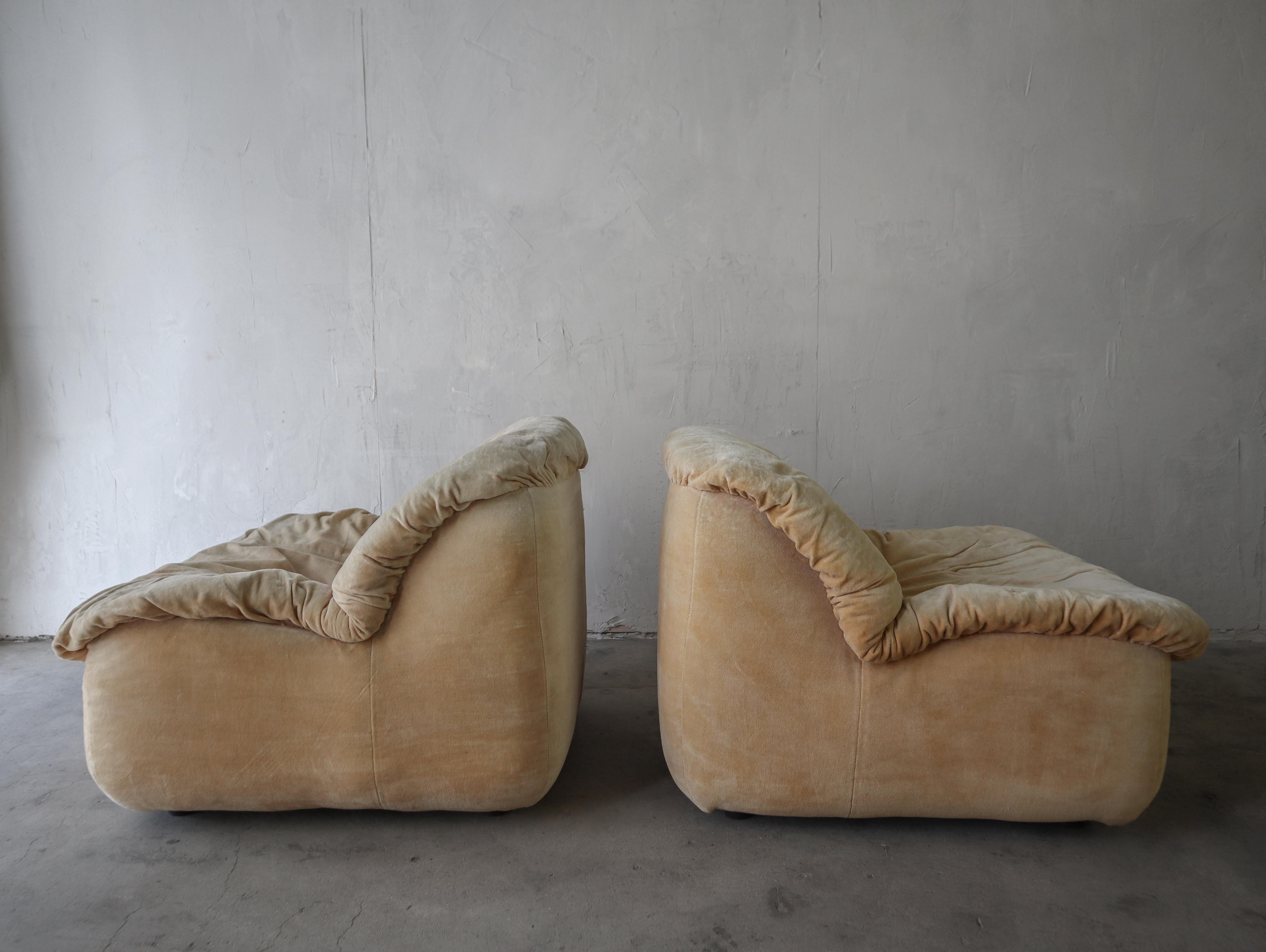 Velvet Post Modern 5 Piece Modular Scoop Chair Sofa For Sale