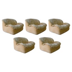 Vintage Post Modern 5 Piece Modular Scoop Chair Sofa