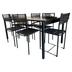 Post modern 6 Black Spaghetti dining chairs & table set by Giandomenico Belotti