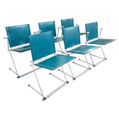 Post Modern 90s Matteo Grassi Set of Herbert Ohl Ballerina Leather Chairs 6pcs