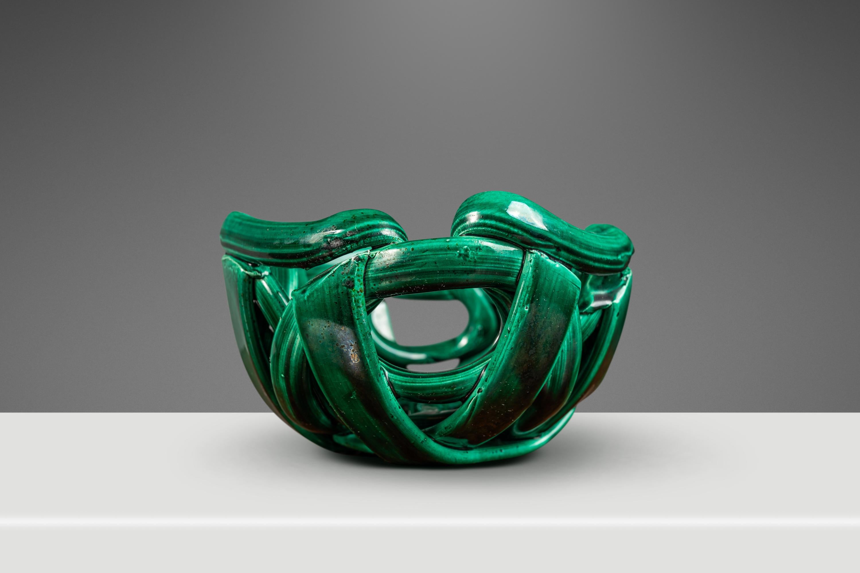 Post-Modern  Post Modern Abstract Braided Ceramic Bowl Display Piece, USA, c. 1980's For Sale