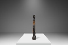 Post Modern Abstract Hand-Carved Mother & Child Sculpture, USA, c. 1970's