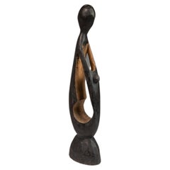 Post Modern Abstract Hand-Carved Mother & Child Sculpture, USA, c. 1970's