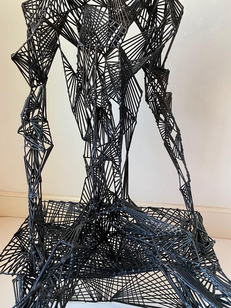 Post Modern Abstract Sculpture Man Sitting on Bench For Sale at 1stDibs