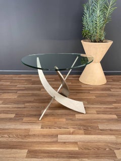 Post Modern Abstract Steel & Glass Side Table by Carl Muller