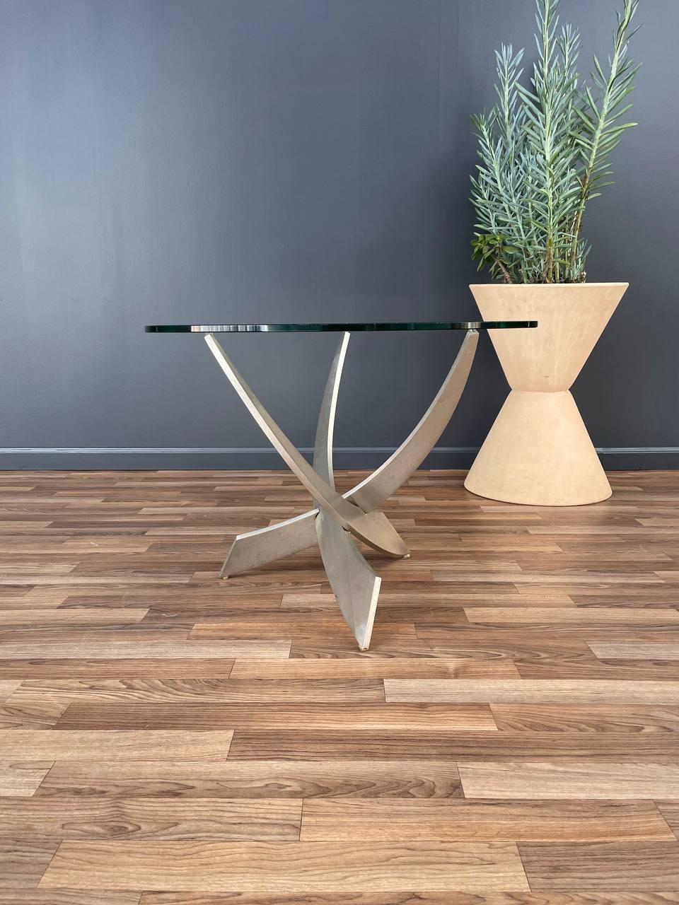 Table d'appoint abstraite en acier et verre post-moderne de Carl Muller Bon état - En vente à Los Angeles, CA