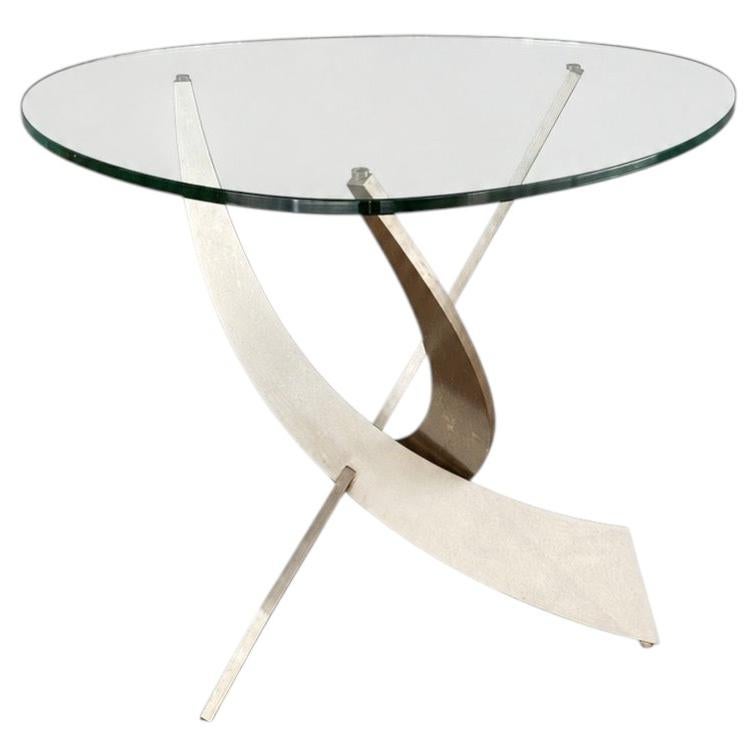 Post Modern Abstract Steel & Glass Side Table by Carl Muller