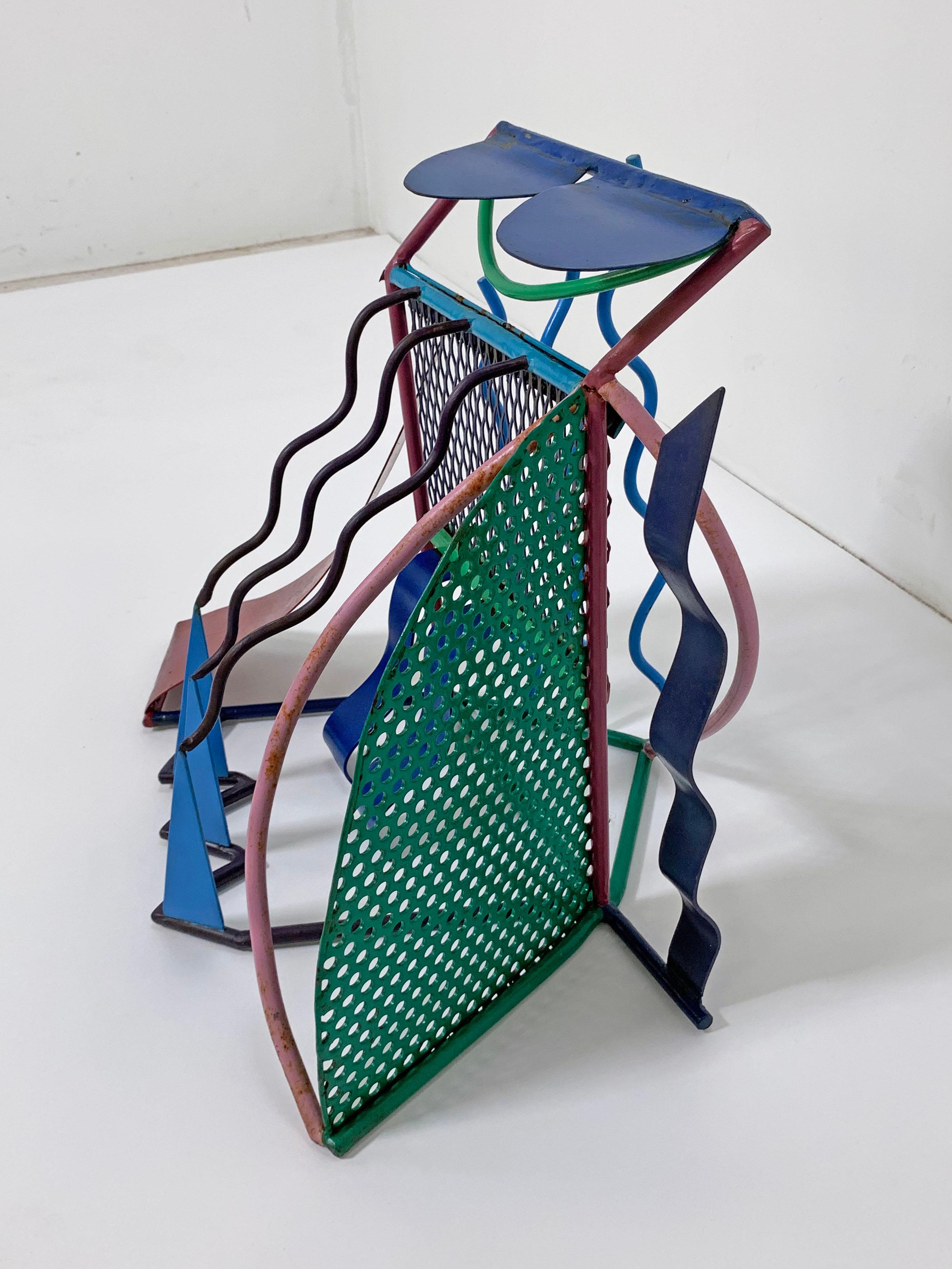 Post-Modern Postmodern Abstract Welded Steel and Enameled Sculpture, circa 1980s For Sale