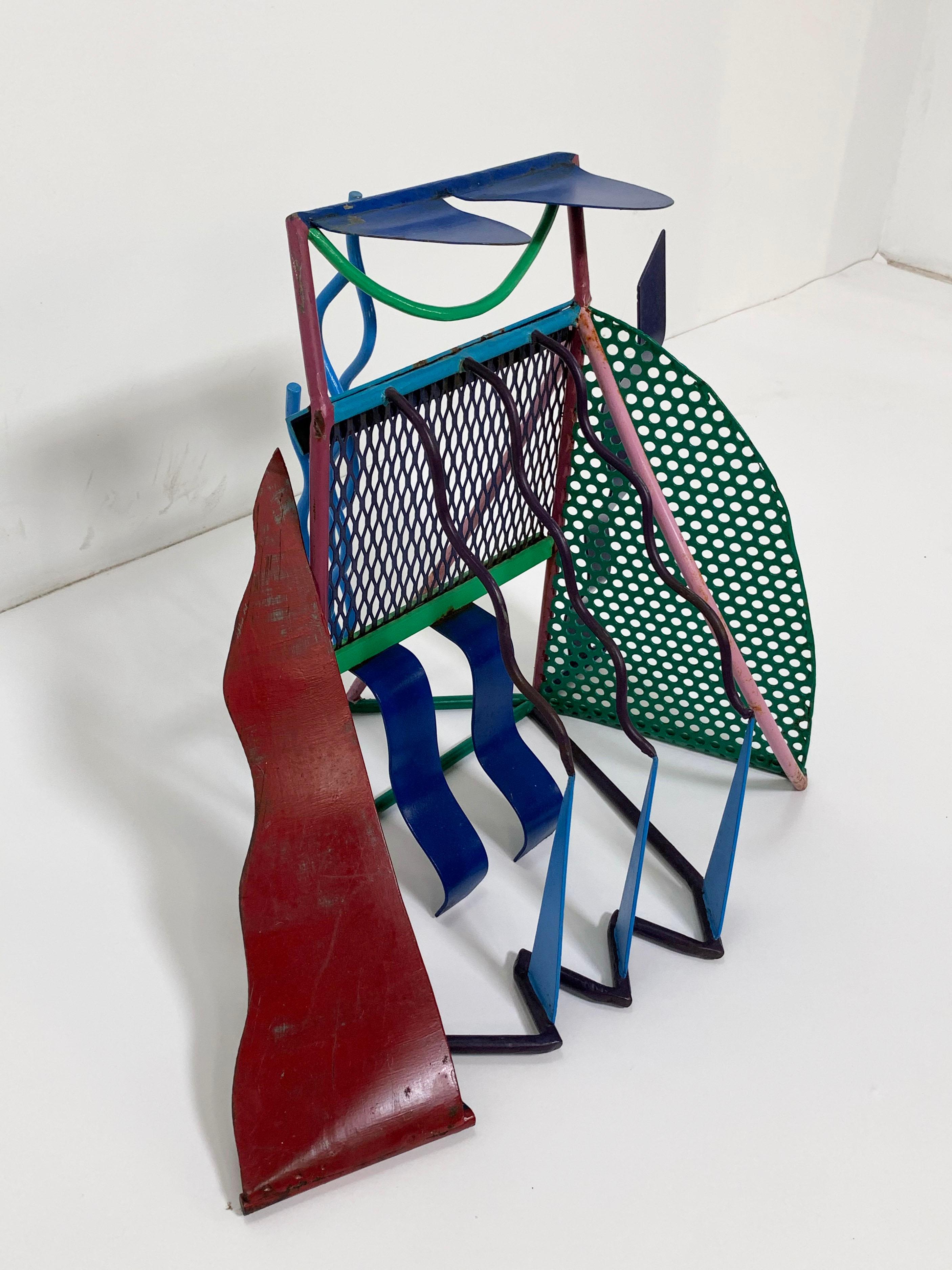 Late 20th Century Postmodern Abstract Welded Steel and Enameled Sculpture, circa 1980s For Sale