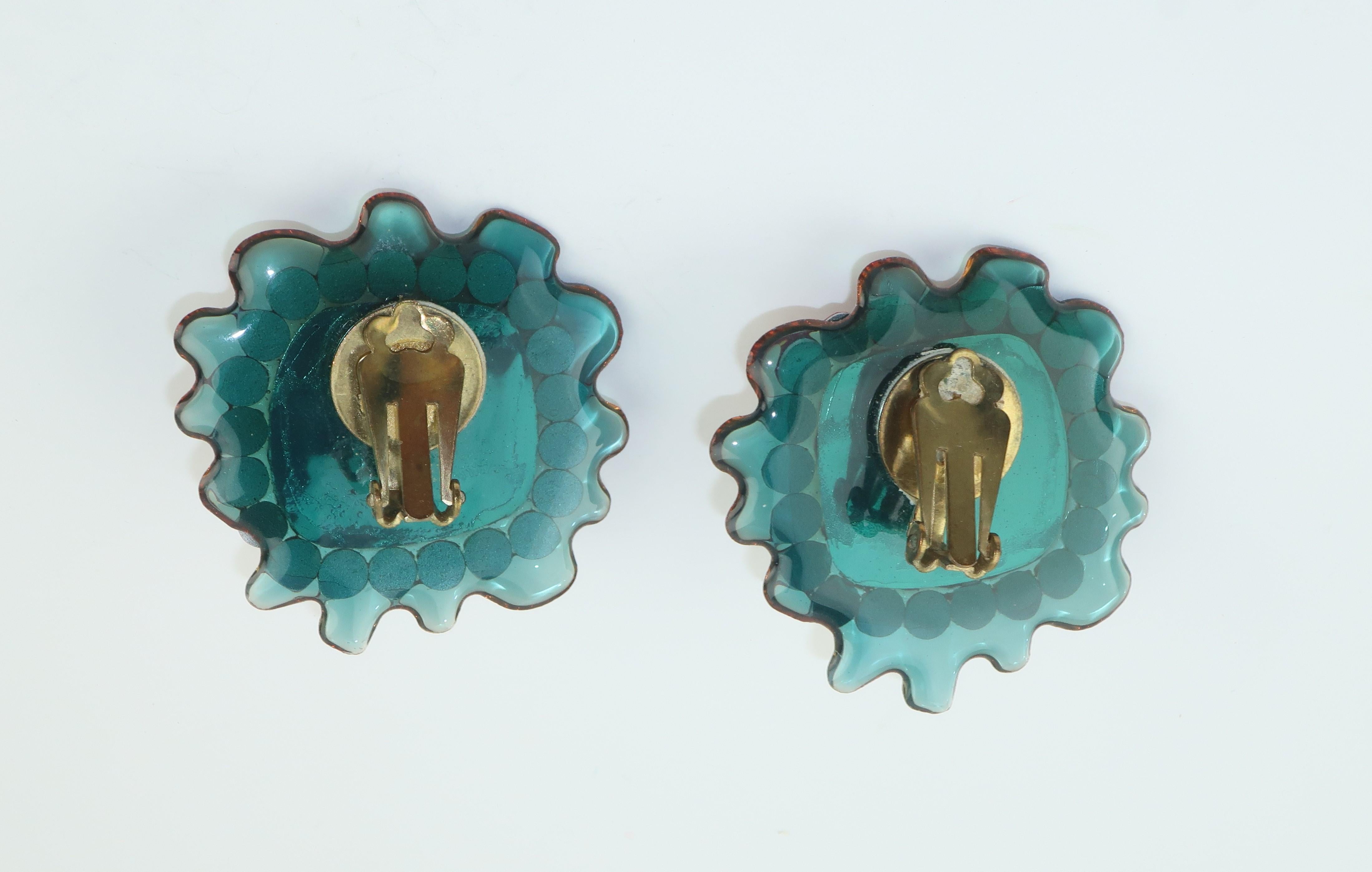 Post Modern Acrylic & Rhinestone Earrings 1