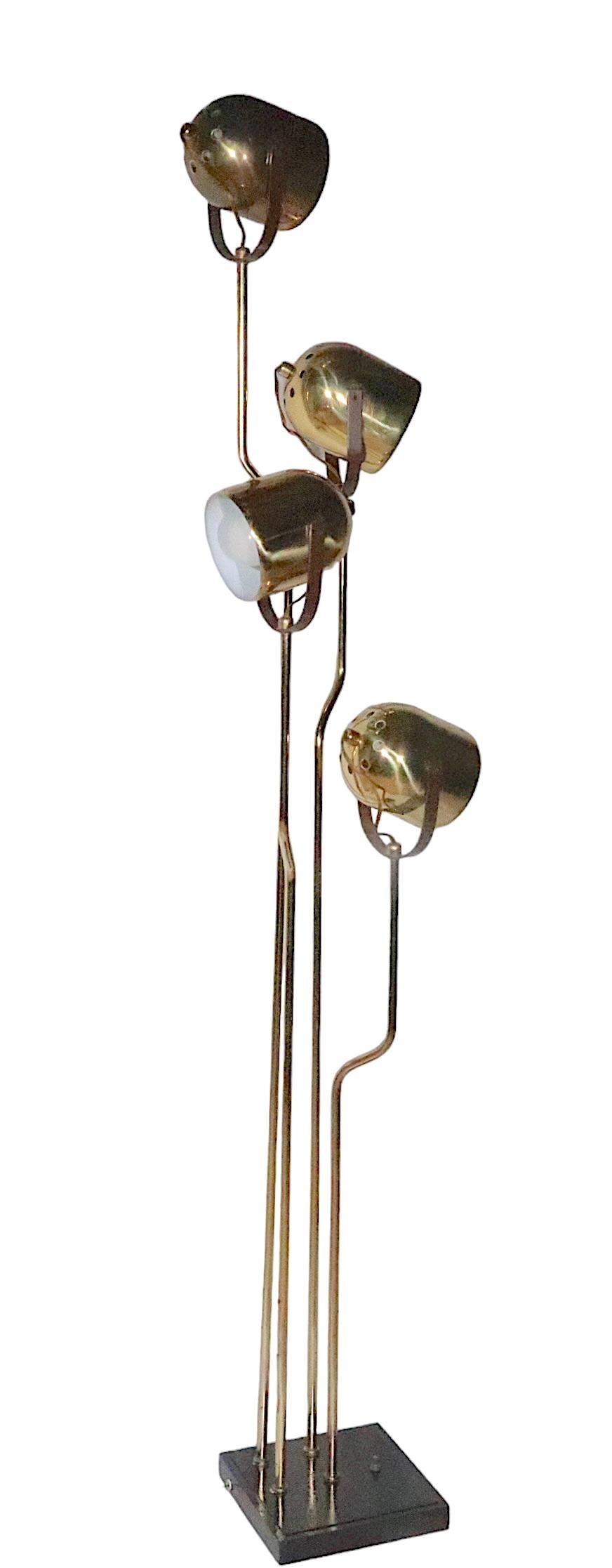 20th Century  Post Modern Adjustable Brass Floor Lamp by Goffredo Reggiani c 1970's 