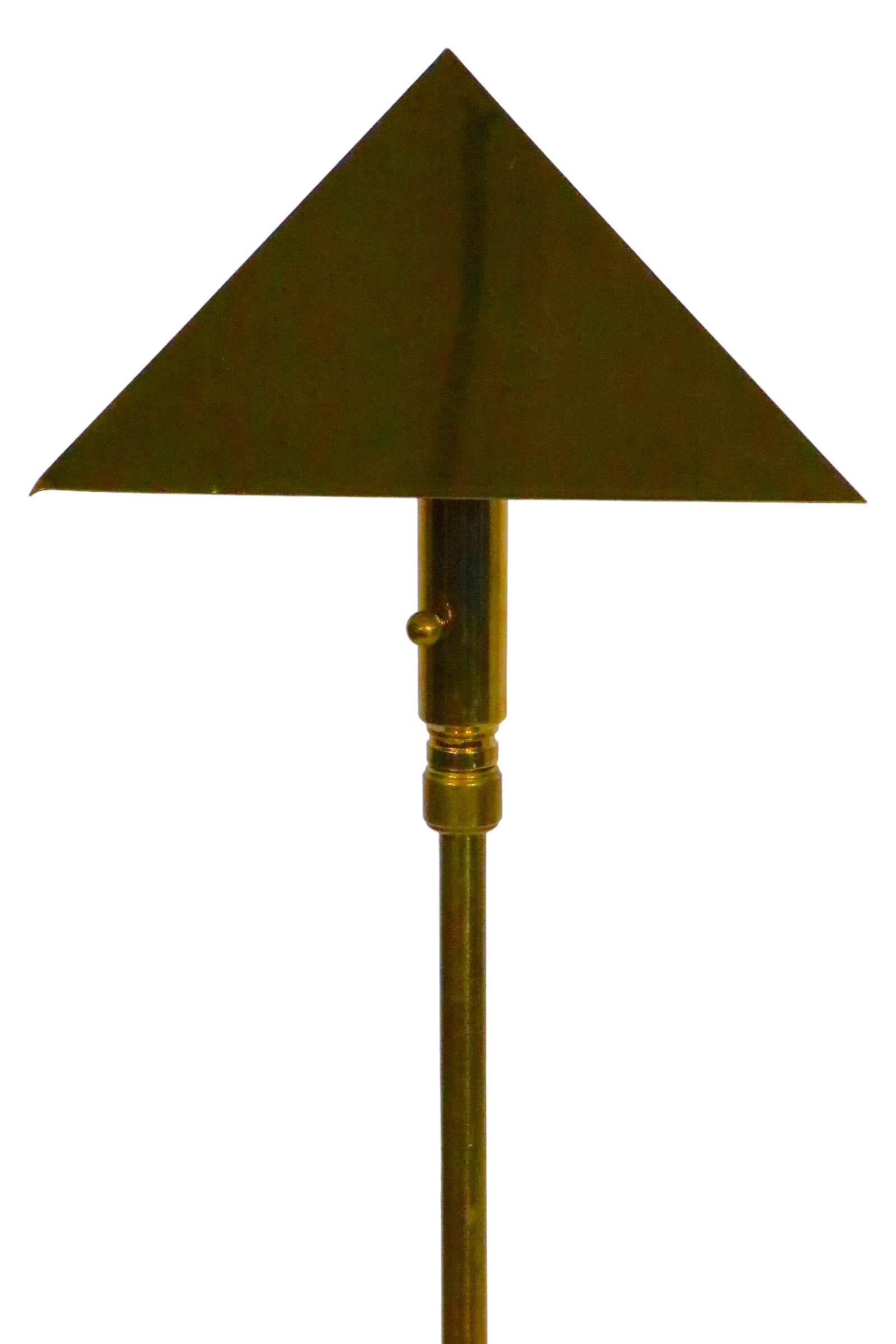 American Post Modern Adjustable Brass Floor Table Lamp by Chapman, c 1977