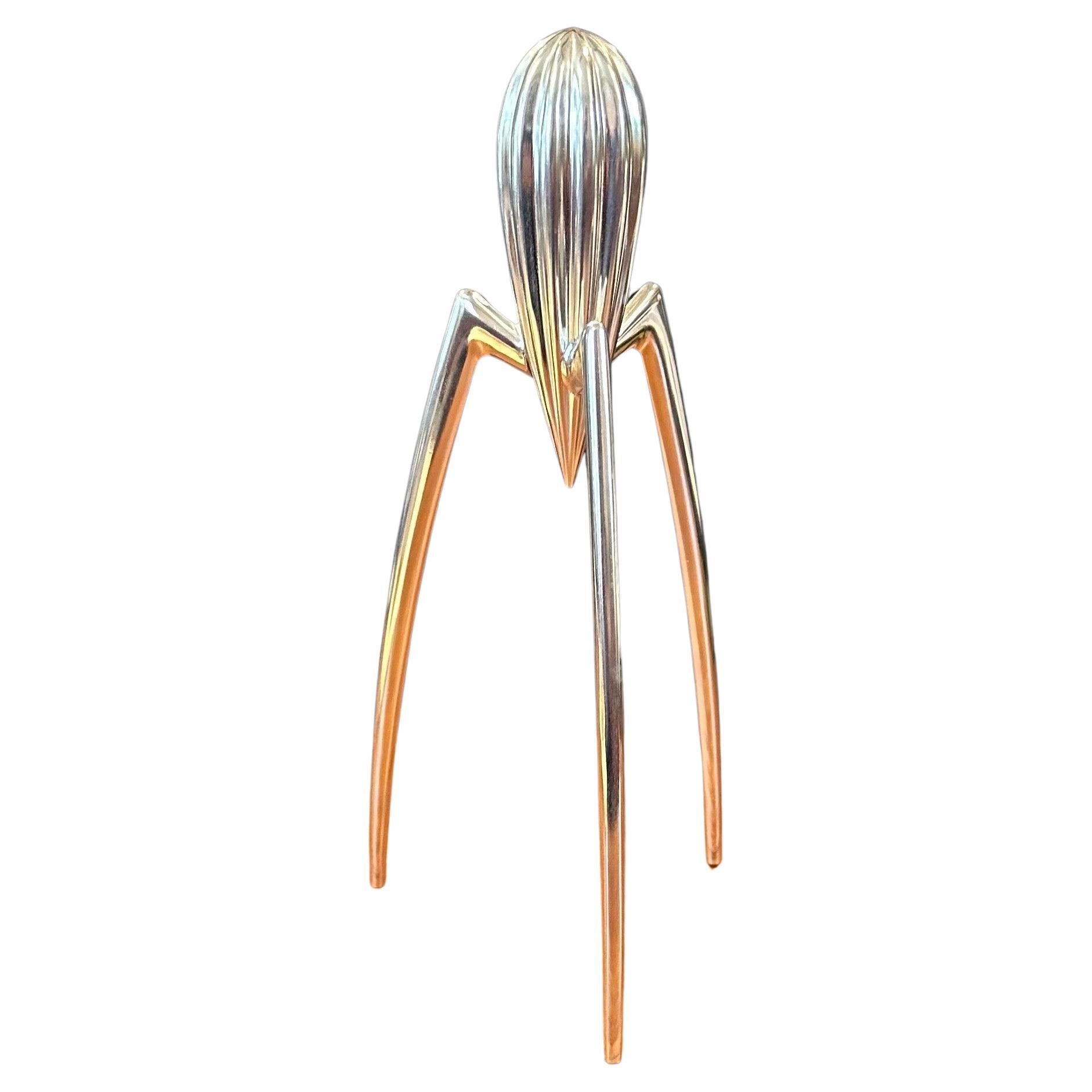 Postmoderner Zitronengabel aus Aluminium mit Schachtel aus Aluminium von Philippe Starck für Alessi im Angebot